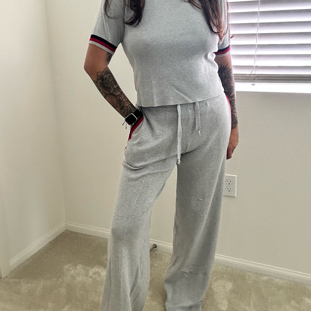Gray Short Sleeve Lounge Set